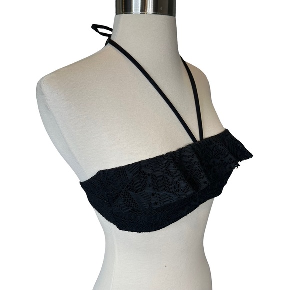 Ralph Lauren Bikini Top Womens Strapless Halter Crochet Light Padded Black Small - Picture 4 of 12
